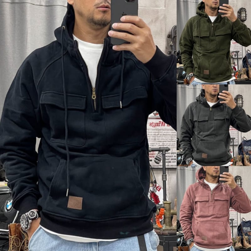 Last Day 60% Off - Men's Loose Fit Half Zip Sweatshirt Hoodie