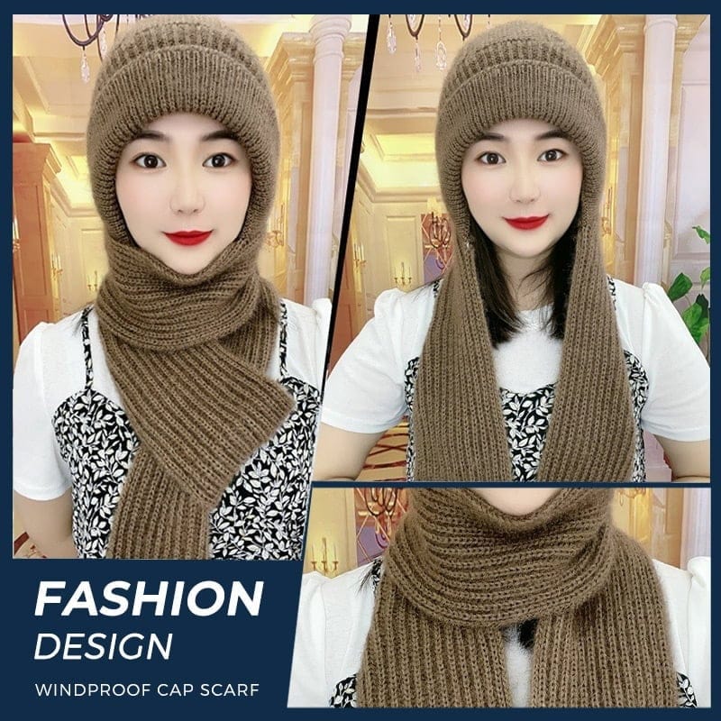 Winter Hot Sale 60% OFF Integrated Ear Protection Windproof Cap Scarf
