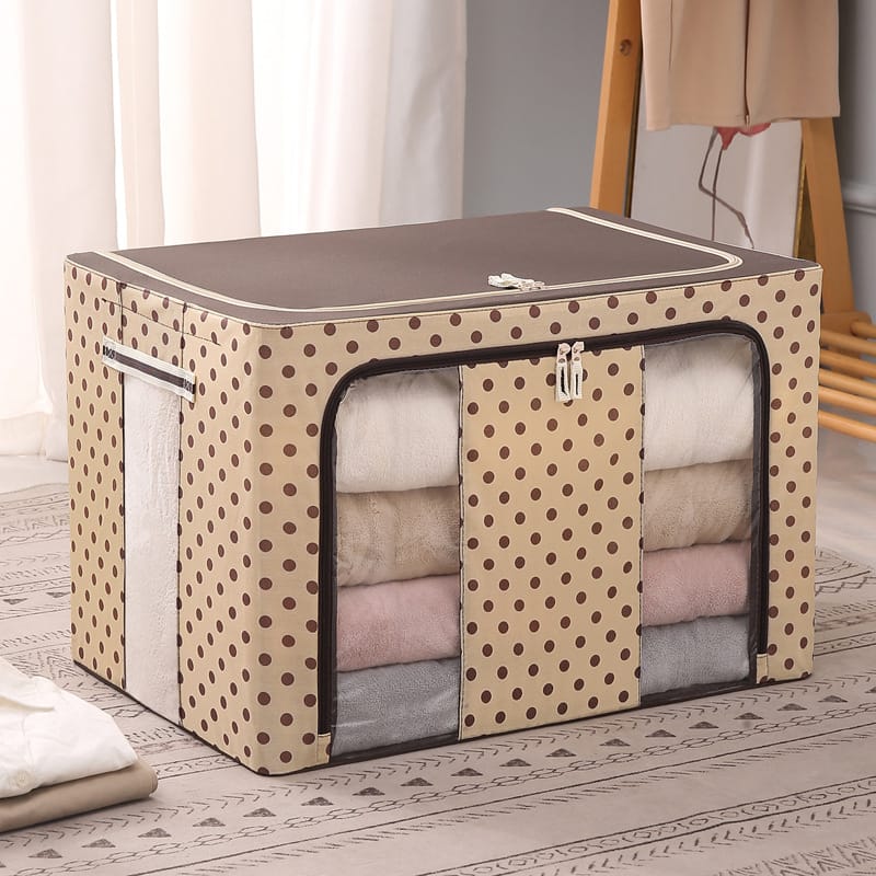 Sxtiyou Oxford Fabric Collapsible Storage Boxes for Clothes/Quilts/Linen with Metal Supports