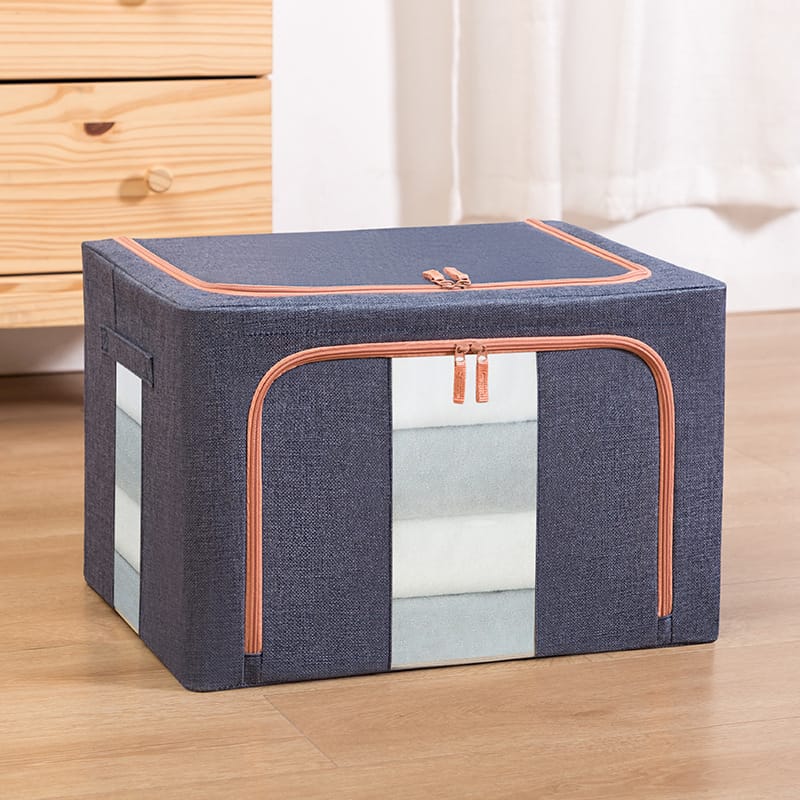 Sxtiyou Oxford Fabric Collapsible Storage Boxes for Clothes/Quilts/Linen with Metal Supports