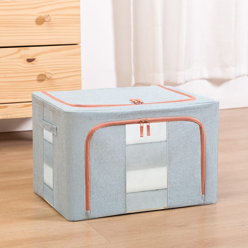 Sxtiyou Oxford Fabric Collapsible Storage Boxes for Clothes/Quilts/Linen with Metal Supports