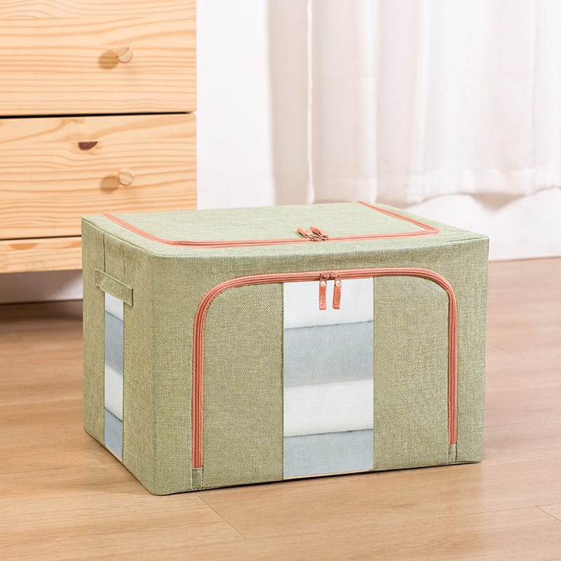 Sxtiyou Oxford Fabric Collapsible Storage Boxes for Clothes/Quilts/Linen with Metal Supports