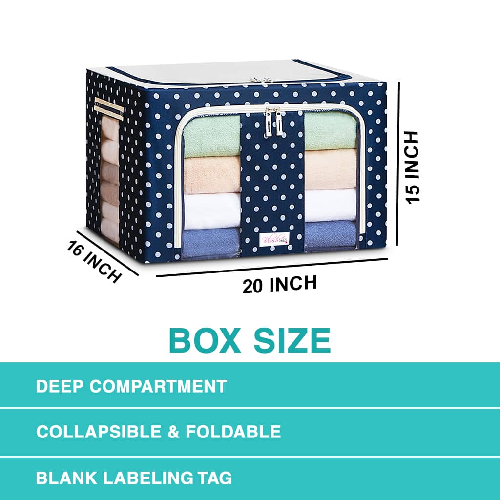 Sxtiyou Oxford Fabric Collapsible Storage Boxes for Clothes/Quilts/Linen with Metal Supports